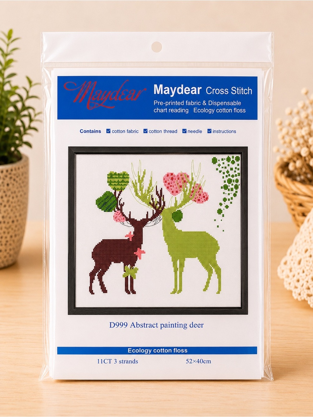 Abstract Deer Stamped Cross Stitch Kit - Picture 2 of 7